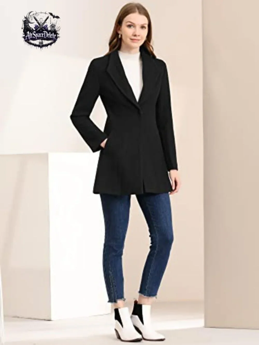 Allegra K Women's Winter Coat Lapel One Button Warm Office Work OverCoat_2